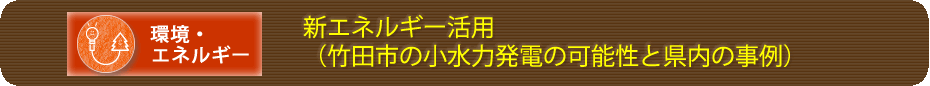 新エネルギー活用（竹田市の小水力発電の可能性と県内の事例）